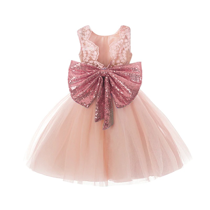 Cakesmash outfit kleding - doopjurk - roze met open rug en glitterstrik